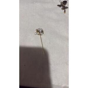 Vintage Faux Pearl Flower Cluster Stick Pin Brooch Unsigned Miriam Haskell Style